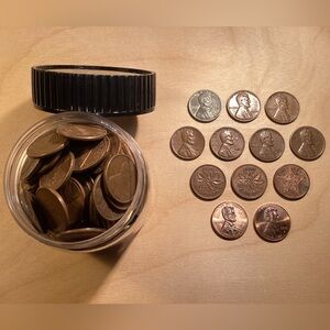 🟠 Vintage 1 Pound of Collectible Copper Pennies 1960 thru 1982 + Free Bonuses